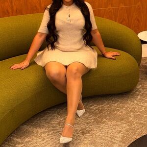 Elegant Cream Short Sleeve Dress